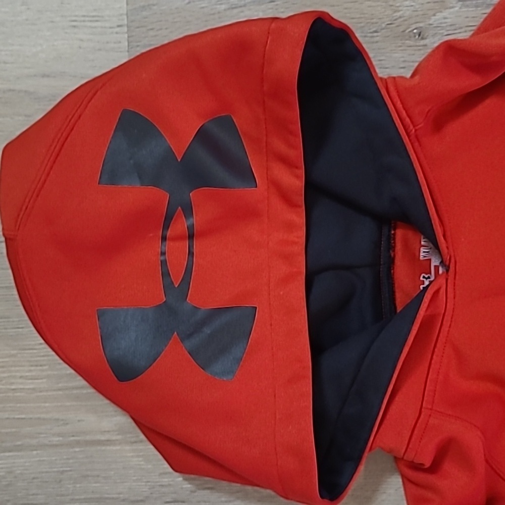Under armour HOODY ORANGE/ RED Size yxl - Picture 2 of 8